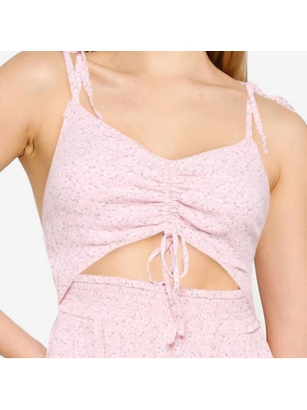 Hollister Pink Ruched Tie-Front Crop Top